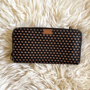Vintage Fossil Wallet Logan Black, White & Tan zip around